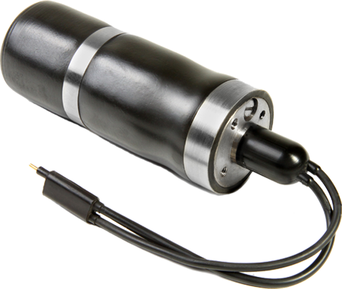 An ultra low frequency hydrophone featuring a pressure compensated design.